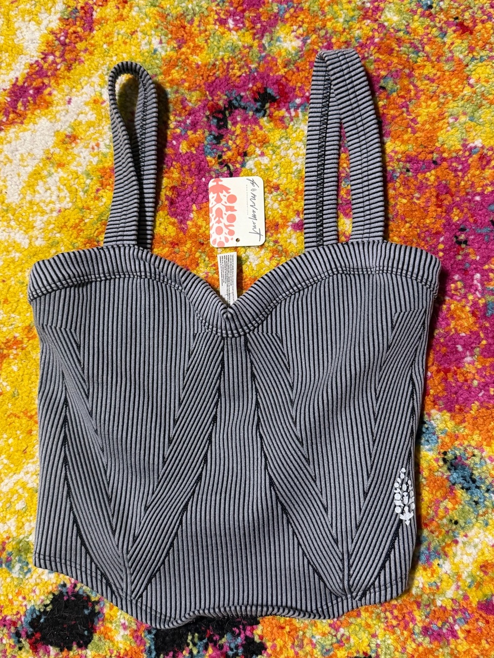 FREE PEOPLE movement Black & White corset Top NWT
